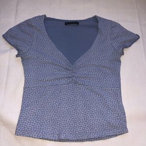BRANDY MELVILLE BLUE FLORAL GINA TOP